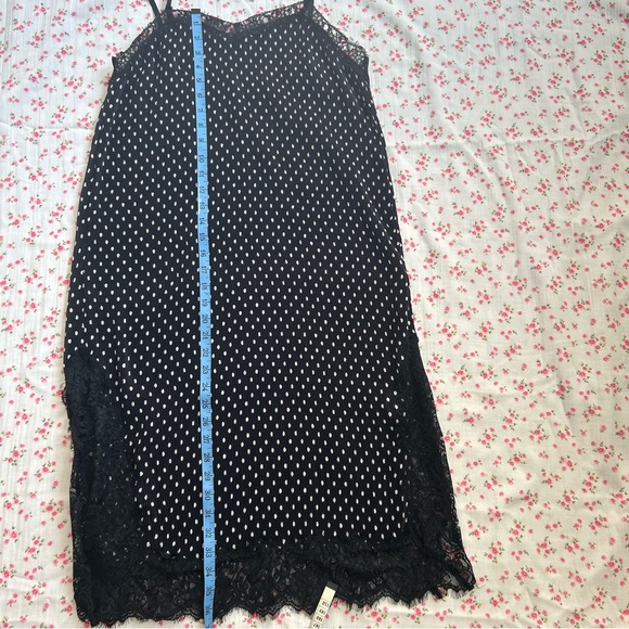 🌷 Free People Margot 2fer Black and White Polka Dot Slip Dress - Picture 4 of 8